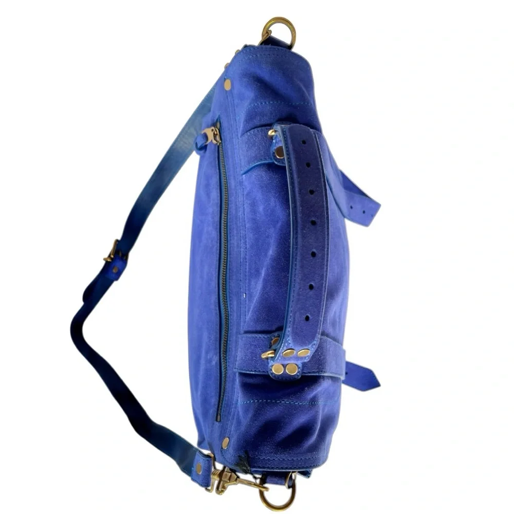 🆕🩷PROENZA SCHOULER Iconic Suede PS1 Shoulder Bag Satchel • *LARGE* • COBALT BLUE